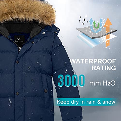 Image of FARVALUE Boy's Waterproof Winter Coat Mountain Snow Ski Fleece Jacket Thick Warm Detachable Hood Windproof Rain Coats