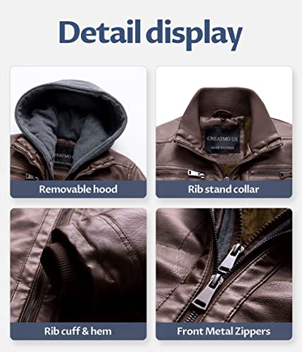 Image of Boy's Faux Leather Jacket Windproof Warm Winter Coat Kids Bomber Outerwear Waterproof PU Motorcycle Jacket