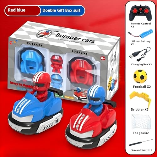 Image of Remote Control Bumper Cars Toy for Kids | 2 Pack RC Ejector Battle Race Vehicles | Light, Sound & 360Rotating, Football Car | Rechargeable Battery, Interactive Toy for Boys & Girls