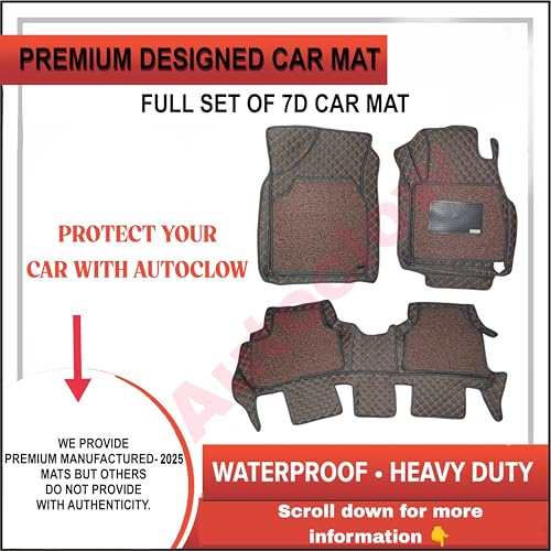 Image of Autoclow /Premium 7D Car Mat for Hyundai Creta (Model:2015-2019) || Luxury Leather Dual-Stitch 7D Car Floor Mat Full Set || 100% Waterproof || Color : TAN Stitch-TAN Grass (Design-1)