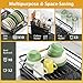 Epicano Dish Drying Rack for Kitchen Counter,Space-Saving Dish Rack,Rustproof Dish Drainer with Utensil Holder and Knife Slots for Sink,Kitchen Drying Rack with Wooden Handle and Cup Holder, Black