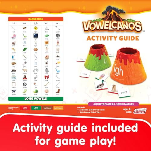 Image of Junior Learning: Vowelcanos - Sorting & Matching Game, Learn Short & Long Vowels, Builds Phonemic Awareness, Reading Development, Kids Ages 5+