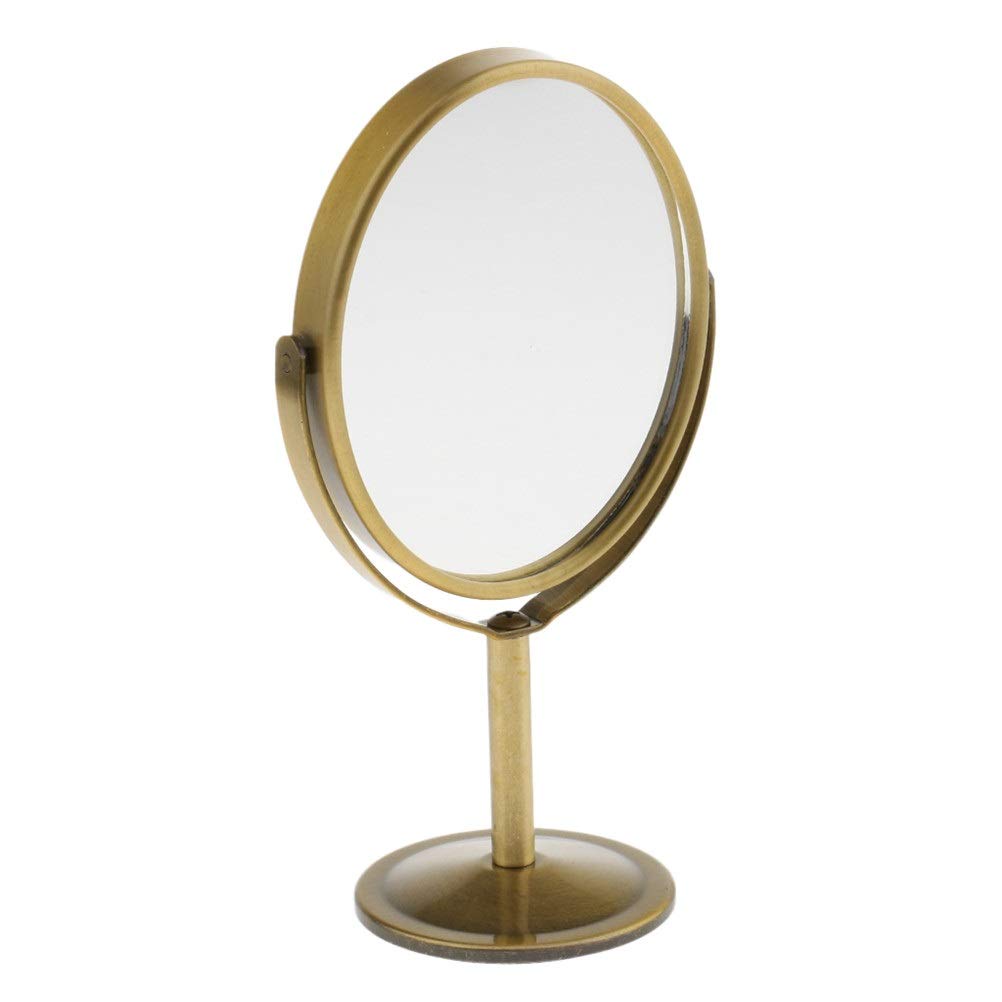 FLYIODFCXV Cosmetic mirror, Table Mirror Magnification Tabletop Vanity Stand Oval Two-Side Makeup Dual Side Desktop Mirrors(Bronze)