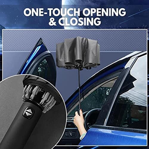 Windproof Led Sun & Rain Umbrella,Lights Up The Rain Night - Fully Automatic Umbrella With Light,Travel Umbrella With Pivoting Head Led Flashlight For Night Safety (1Pcs, Black) #TOP5