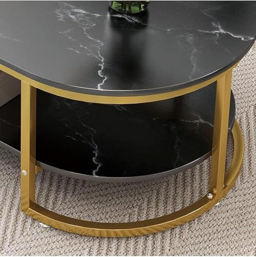 Image of NEST NATURE HAVEN Coffee Table for Office, Dining, Tea Room, Center Table for Living Room, Contemporary Simple Coffee Cocktail Table with Black Desktop and Gold Metal Frame