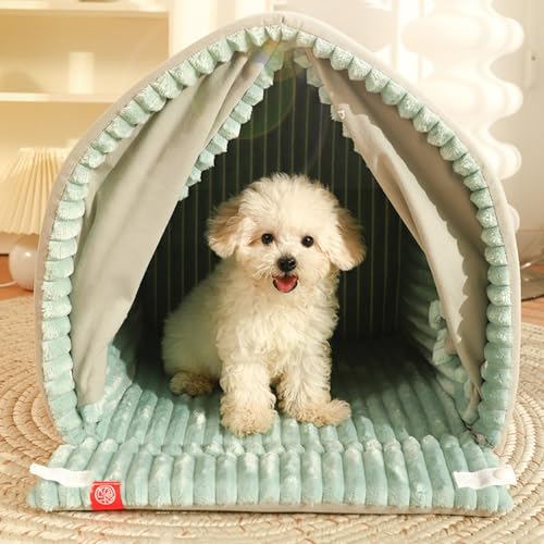 Yinghesheng Hundehöhle Hundehütte Indoor mit Rahmen, Zusammenklappbare Hundezelt, Hundehöhle Kuschelhöhle Katzenbett Hundebett Kleine Hunde,56x51x51cm
