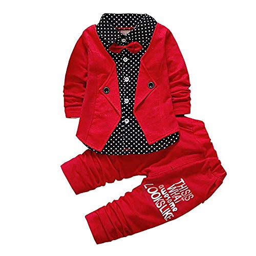 Baby Boy Clothes Toddler Infant Outfits for Boys 2 Piece Clothing Sets Jacket+Pants (Red, 9-12M)