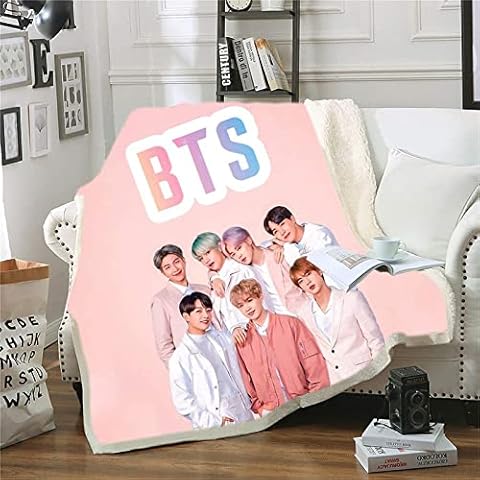 Bfrdollf BT21 Cuddly Blanket BTS Blanket Cartoon Children Soft & Warm Fleece Blanket as Sofa Blanket 150 x 200 cm Sofa Throw Blanket Anime (10.100 x 140 cm) Cover