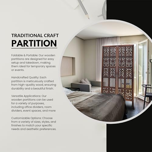 Image of Wooden Room Partition with Stands /Wall Divider for Living Room /Room Divider Wall Separator for Office (6 Panel- Mix with Stand)