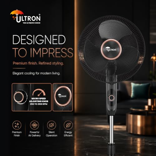 Image of ULTRON Eco Storm 2-in-1 BLDC Pedestal Fan | High Speed 2100 RPM | Converts into Table Fan | Micro Speed Control | Silent Operation | Energy Saving Motor | Adjustable Height | 2 Year Warranty