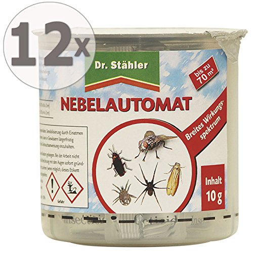 Preisvergleich Produktbild Dr. Stähler Nebelautomat gegen Schadinsekten Gardopia Sparpakete + Zeckenzange mit Lupe (12 Stück)
