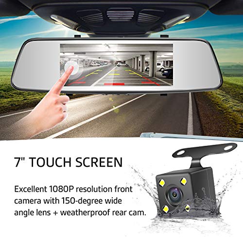 Pruveeo D700 7-Inch Touch Screen Backup Camera Dash Cam Front and Rear Dual Channel with Rear View Reversing Camera - Thumbnail 5
