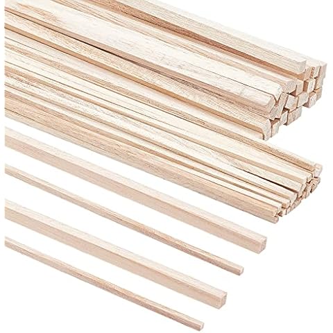 OLYCRAFT 60Pcs Balsa Wood Sticks 30.5cm Wooden Square Dowel Sticks Unfinished Wooden Strips Square Dowels Strips Wooden Crafts Sticks for DIY Molding Crafts Projects Making Cover