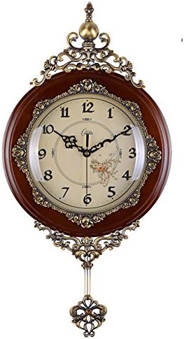 European-style wall clock/Solid wood clock table/Vintage clock mute-B 14inch