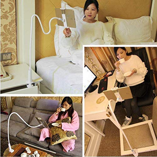 Image of Shahn Tabletop Gooseneck Flexible Clip Lazy Arm Bracket for Both Mobiles and Tablets /iPad /Kindle (Black)