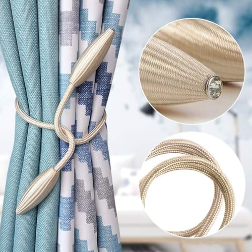 Image of TIED RIBBONS Set of 2 Decorative Curtain Tiebacks Thicker Twist Rope & Strong Tieback Window Treatment Holdbacks Draperies Holders Decorative Handmade Tie Back for Home Bedroom Office