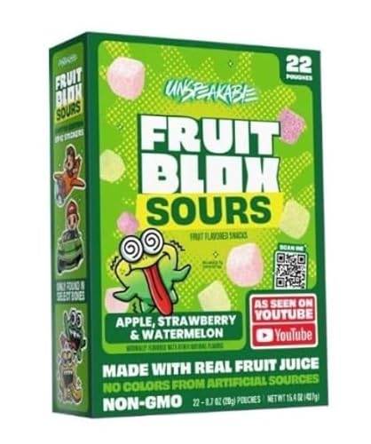 Fruit~Blox Sour Fruit Snacks, Apple Strawberry & Watermelon, 22 Count