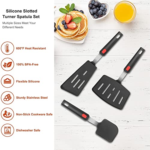 Image of Trifecta Kitchen Silicone Turner Wide Pancake Spatula Pizza Peel Kitchen Utensil Nonstick Cookware Kitchen Flipper for Cooking and Baking((Q) Pack of 1)