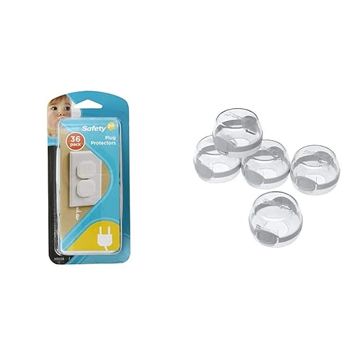 Safety 1st Protectores de enchufe, 36 unidades con fundas para pomos de estufa Safety 1st a prueba de niños (juego de 5)