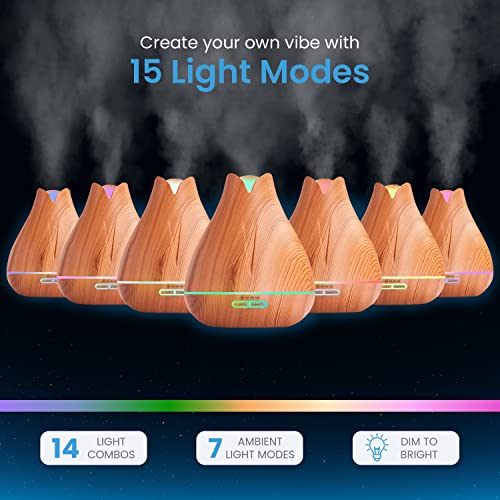 Aromatherapy Essential Oil Diffuser Gift Set - 400ml Ultrasonic Diffuser with 20 Essential Plant Oils - 4 Timer & 7 Ambient Light Settings - Therapeutic Grade - Image 3