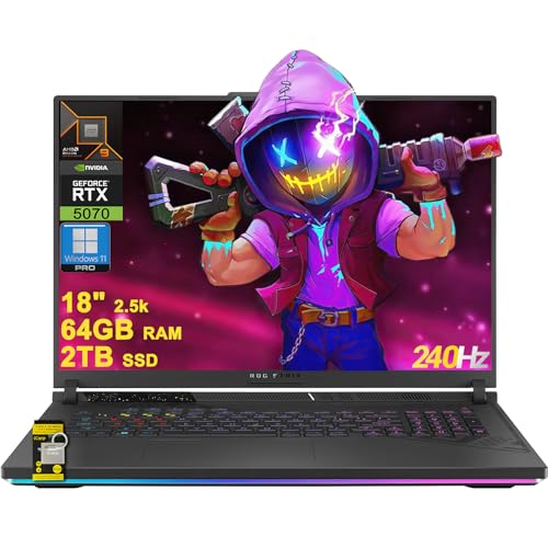 Image of ASUS ROG Strix G18 G814 Gaming Laptop 18 inch 2.5k (2560x1600) 240Hz (100% DCI-P3) AMD 16-core Ryzen 9 9955HX (>i9-14900HX) 64GB DDR5 2TB SSD GeForce RTX 5070 4-Zone RGB Backlit Wi-Fi6E Win11Pro ICP Acc