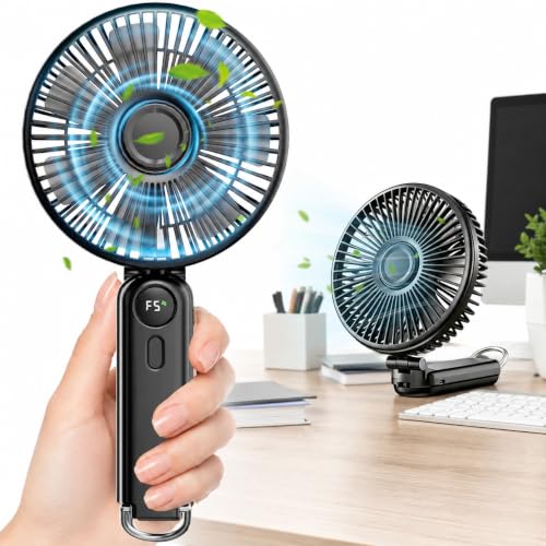 Image of Handheld Portable Fan, 10000mAh Rechargeable Travel Personal Fan | 6-inch Wide Airflow, Ultra Quiet Cooling, up to 40H Runtime, Foldable for Travel, Concerts, Makeup, Outdoor Use and Gifts