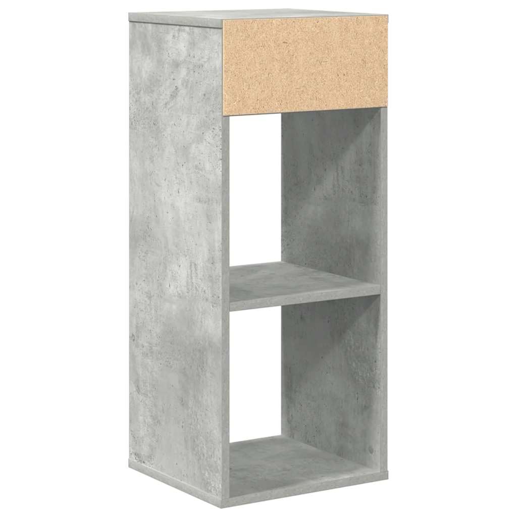 Libreria in legno grigio cemento, 34 x 31 x 80 cm | Scaffale sottile per camera da letto e soggiorno. Pratico ripiano per piante, foto e oggetti decorativi.