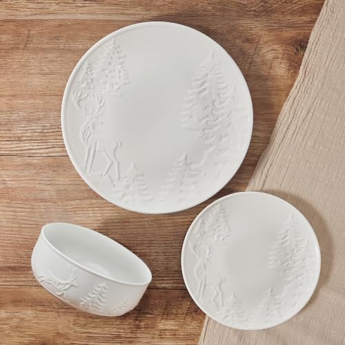 Image of Pfaltzgraff Trailside Lodge 24 Piece White Dinnerware Set, Plates, Bowls