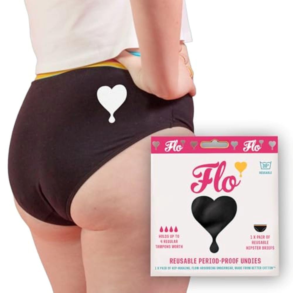 FLO Period Pants, Period Underwear, Panties, Postpartum, Incontinence, Heavy Flow, Leakproof, Washable, Teens, Women - M