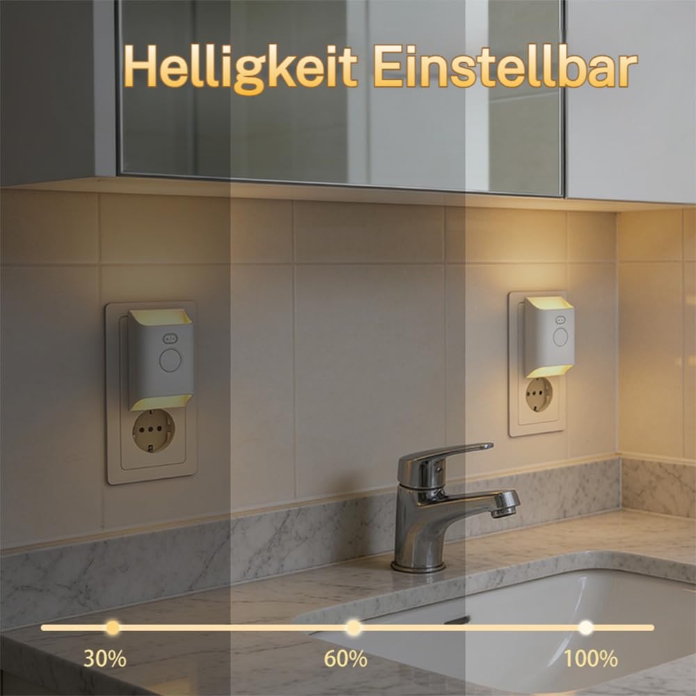 6x Nachtlicht Steckdose mit Bewegungsmelder Kinder LED Steckdosenlampe 0,7W