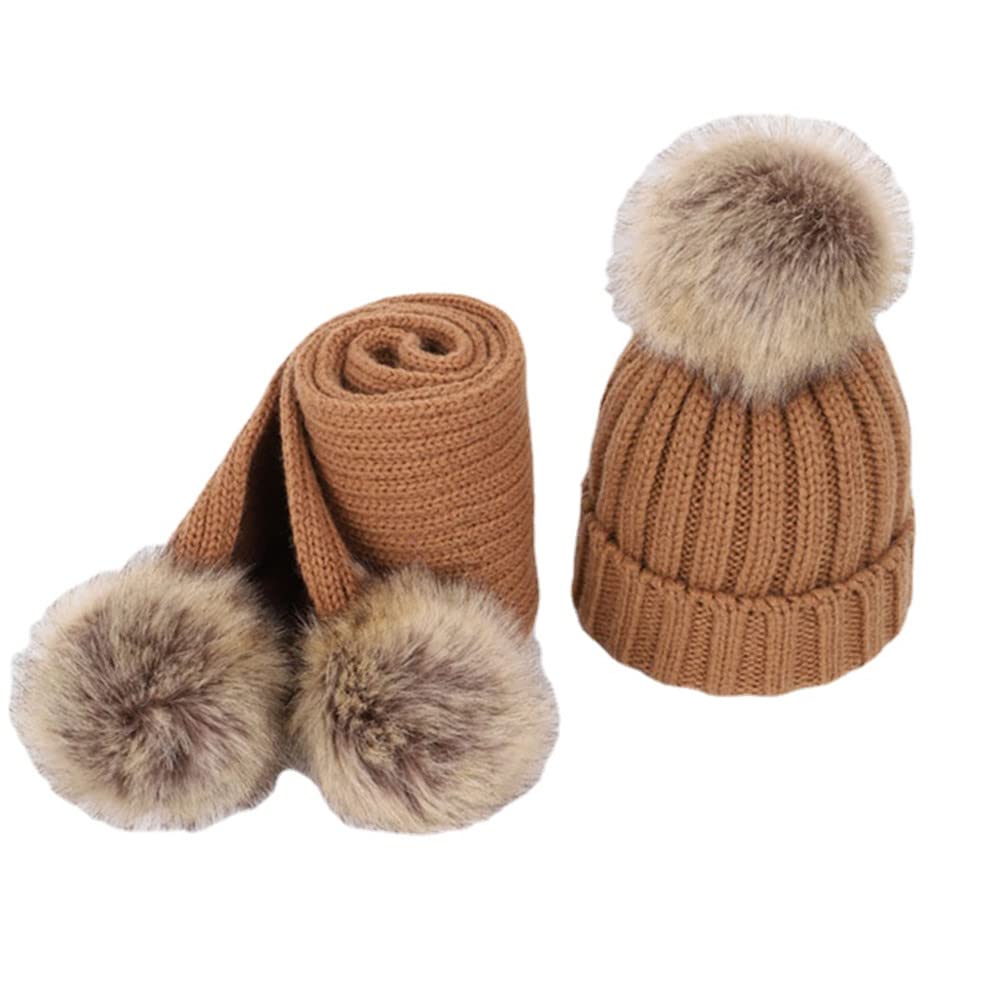 Dziecięcy kapelusz szalik zestaw zima żebrowany dzianinowe ciepłe czapki beanie czapka pompon szydełkowana czapka dla chłopców dziewcząt