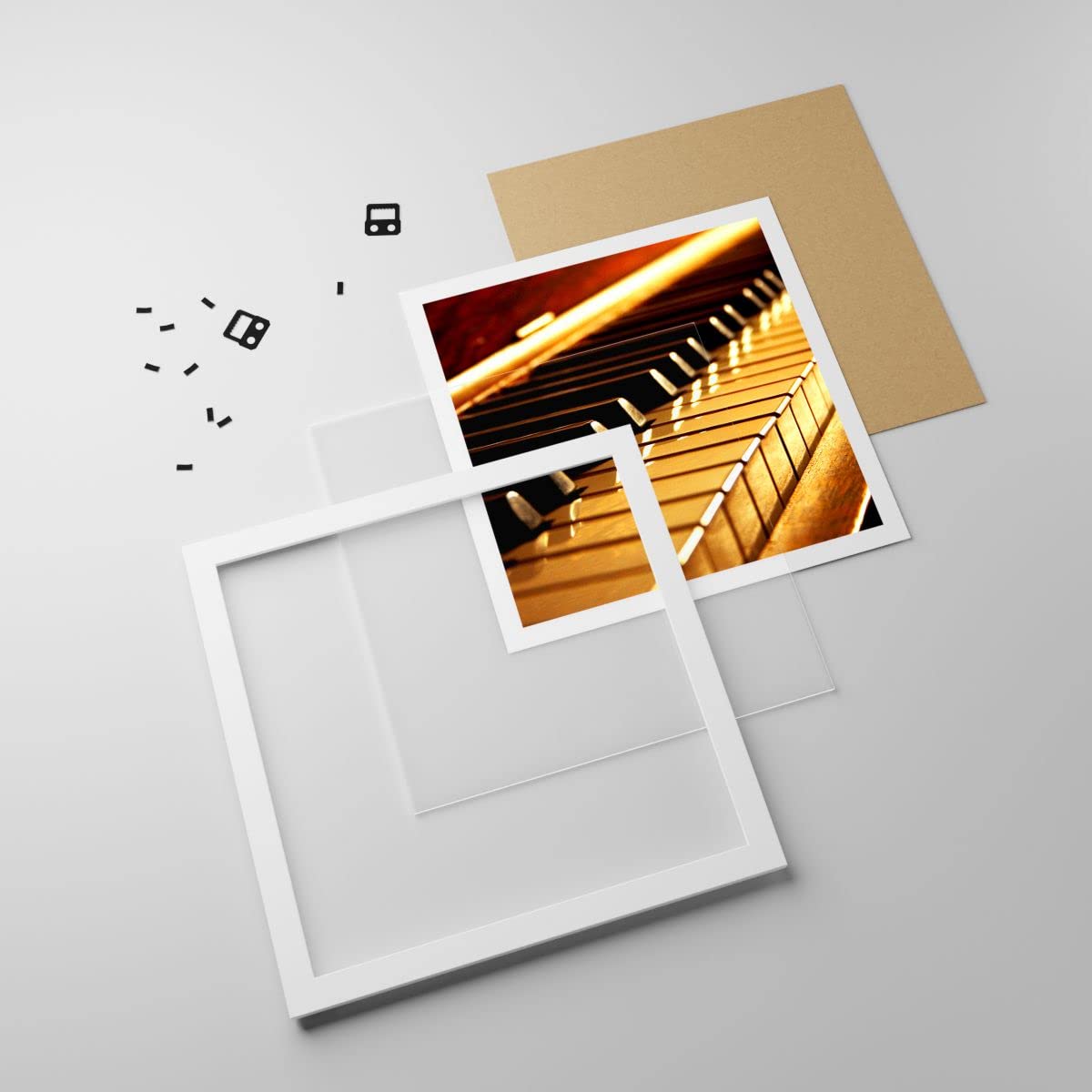 ARTTOR Poster 50x50 cm Wandbild Kunstdruck Musik - 2200 - P2W | Klavier Konzert Wandposter mit weißem Rahmen Wohnzimmer Schlafzimmer Küche Büro mit weißem Rahmen Wanddeko Kunstposter ARTTOR