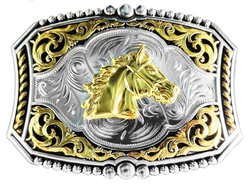Boucle de ceinture tête de cheval Modestone en filigrane d'argent