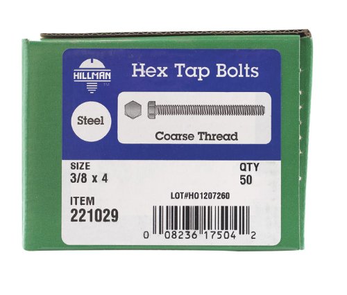 Hillman Hex Tap Bolts 3/8" X 4" Zinc Finish Zinc Finish 50 / Box