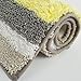 HEBE Non Slip Bath Rug Set of 2 Striped Microfiber Bath Mats Set 2 Piece Absorbent Accent Spa Shower Rug Set 2 Piece for Bathrooms Machine Washable(Yellow/Grey)