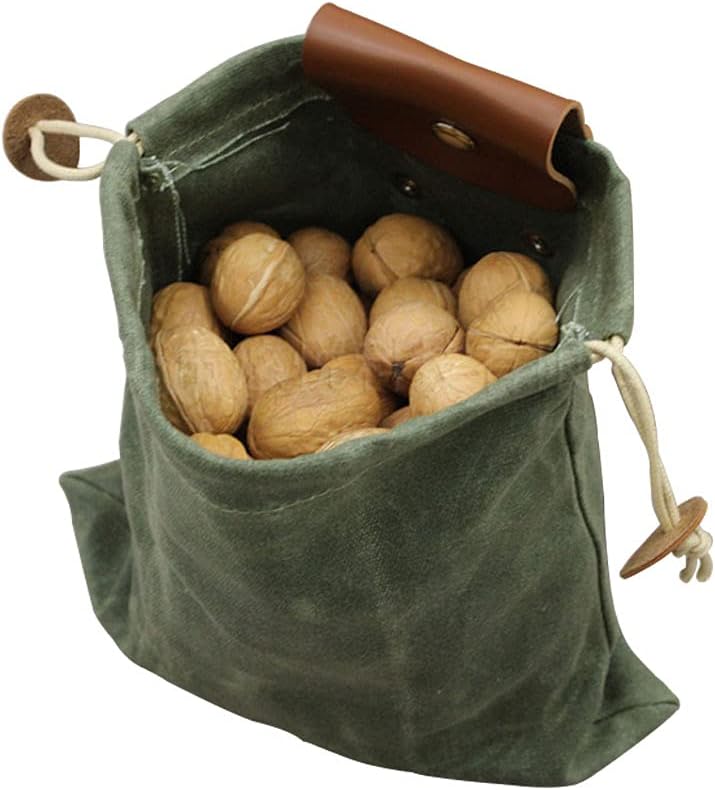 1 Pcs Camping Outdoor Foraging Bag Leather Waxed Canvas Foraging Pouch Leather Belt Pouch Fruit Picking Bag for Camping Outdoor Waist Hanging Tool Bag Jungle Travel Bag