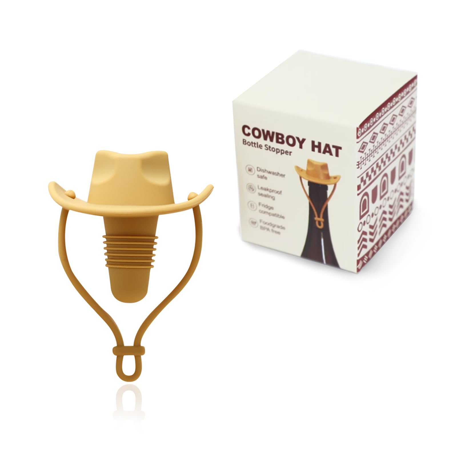 Homiladi 1Pcs Premium Cowboy Hat Wine Stopper | Brown Champagne Stoppers | Wine Corks and Keeps Wine Fresh | Leak-Proof Wine Bottle Toppers for Beer, Champagne Party, BBQ Bar Decoration Drinking Acces