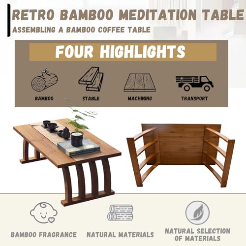 Table de méditation minimaliste et table de sol zen pliable marron - 6