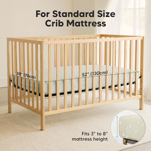 Image of 2-Pack Waterproof Crib Sheets for Boys, Girls, 52x28 Fitted (Pine Grove) | Organic Cotton Baby Crib Sheets, Toddler Mattress Protector Cover, Washable, Soft & Durable Baby Bedding Essentials