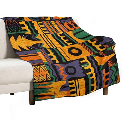 Plaid ethnique africain couverture légère pour camping et pique-nique