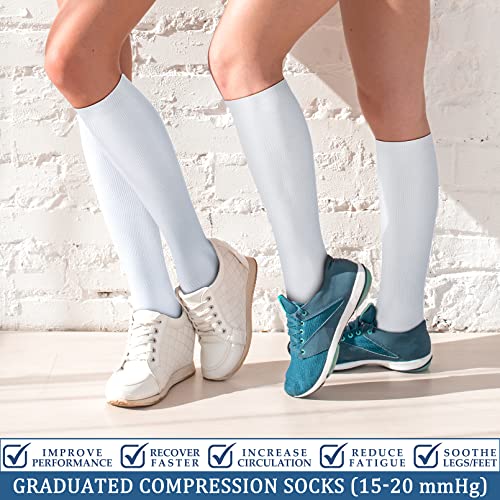 Image of FEYHAY Copper Compression Socks (3 Pairs) 15-20 mmHg Circulation is Best Athletic & Daily for Men & Women, Running, Climbing