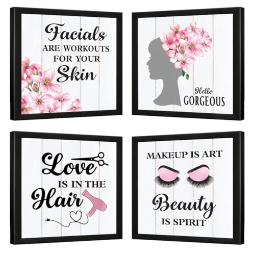 Image of Chaka Chaundh - Saloon wall frames - Saloon wall poster - Beauty Parlour wall decoration framed posters - Hair salon wall decoration posters - (11 X 11 Inches) set of 4