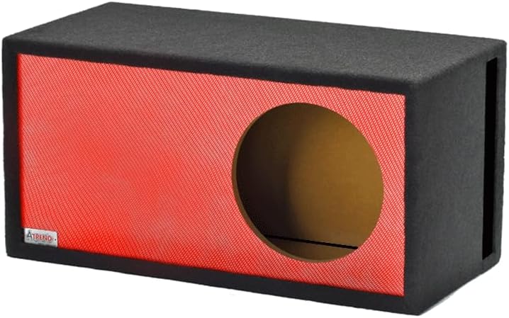 Atrend 12" Single Vented SPL- Red Carbon with Liquid Ink Hyrdrographics - USA Made with Heavy Duty Construction Subwoofer Box | Tuned to 35HZ | Pro-Tuned Bass Performance Proudly U.S.A. Built