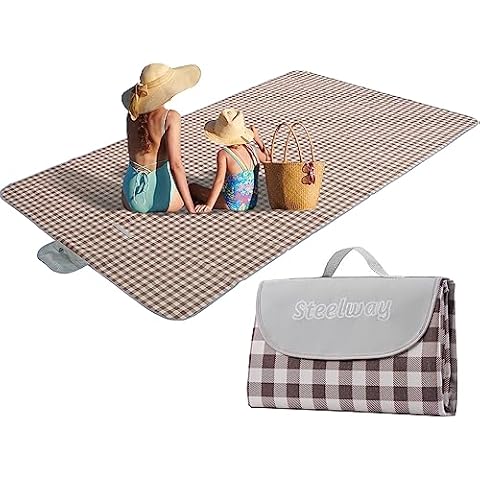 steelway 118''x59'' Picnic Blankets,Extra Large Beach Blanket,Waterproof Sandproof Picnic Blanket Foldable Outdoor Mat for Travel Park Grass,Beach, Picnic, Campining,Kids Cover
