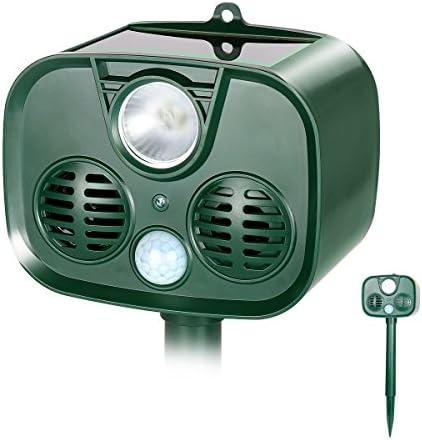 TTMOW Solar Ultrasonic Animal Repellent and Pest Repeller with Ultrasonic,Flash Light and Alarm Sound,Waterproof Outdoor Use,Batteries Included. Repel Cats, Mice, Snakes, and Other Animals.