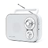 Muse M-051RW tragbares Retro-Radio, UKW und MW, Netz- und Batteriebetrieb, Teleskopantenne, AUX-In, weiß