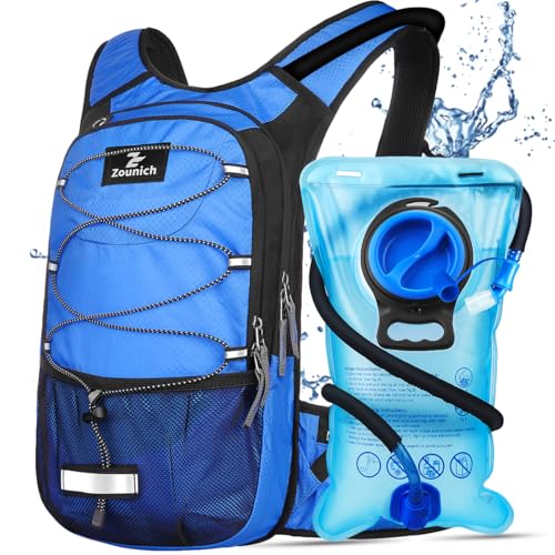 Zounich Hydration Backpack, Breathable Running Backpack with 3L Water Bladder, Large Capacity Hiking Rucksack Outdoors Hydration Bag Pack Perfect for Cycling Camping Fitness Climbing Fits Men & Women