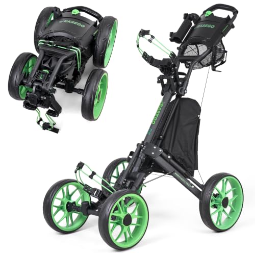 Image of EASEGO Golf Push Cart 4 Wheel : Golf Walking Cart Golf Caddy Pull Carts