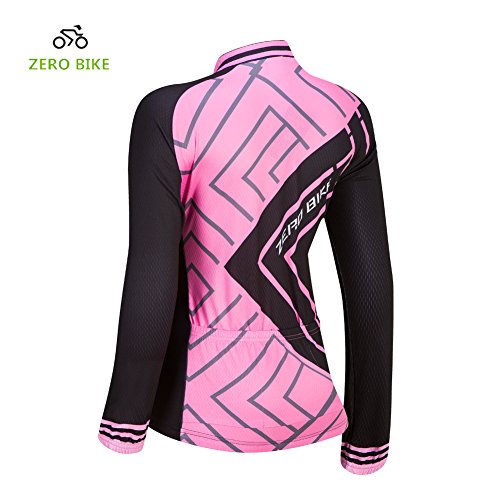 Jaqueta de bicicleta feminina com bolsos em jersey de ciclismo de manga comprida