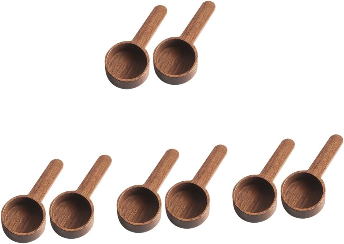 ABOOFAN 4sets Retro Scoop Wooden Espresso Measure Spoon Small Easy to Hold for Coffee Tea and Condiments 2pcs*4
